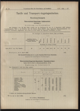 Verordnungs-Blatt für Eisenbahnen und Schiffahrt: Veröffentlichungen in Tarif- und Transport-Angelegenheiten 19040409 Seite: 9