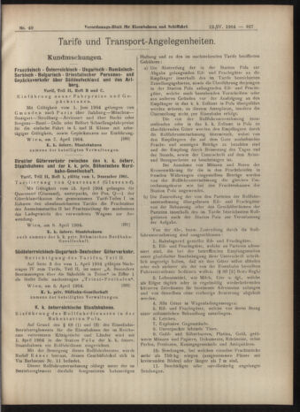 Verordnungs-Blatt für Eisenbahnen und Schiffahrt: Veröffentlichungen in Tarif- und Transport-Angelegenheiten 19040412 Seite: 9