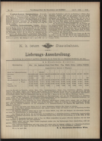 Verordnungs-Blatt für Eisenbahnen und Schiffahrt: Veröffentlichungen in Tarif- und Transport-Angelegenheiten 19040414 Seite: 11