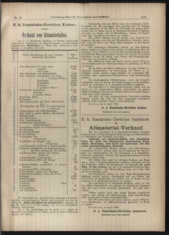 Verordnungs-Blatt für Eisenbahnen und Schiffahrt: Veröffentlichungen in Tarif- und Transport-Angelegenheiten 19040414 Seite: 7