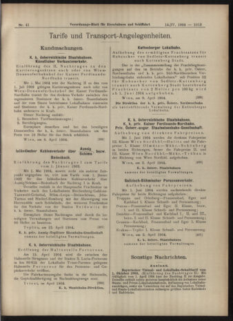 Verordnungs-Blatt für Eisenbahnen und Schiffahrt: Veröffentlichungen in Tarif- und Transport-Angelegenheiten 19040414 Seite: 9