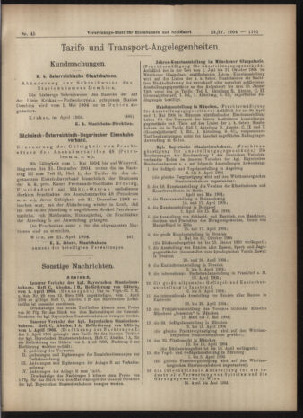 Verordnungs-Blatt für Eisenbahnen und Schiffahrt: Veröffentlichungen in Tarif- und Transport-Angelegenheiten 19040423 Seite: 13