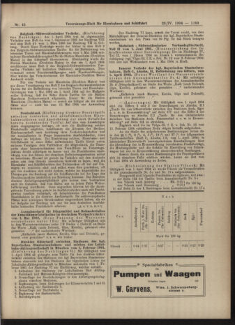 Verordnungs-Blatt für Eisenbahnen und Schiffahrt: Veröffentlichungen in Tarif- und Transport-Angelegenheiten 19040423 Seite: 15