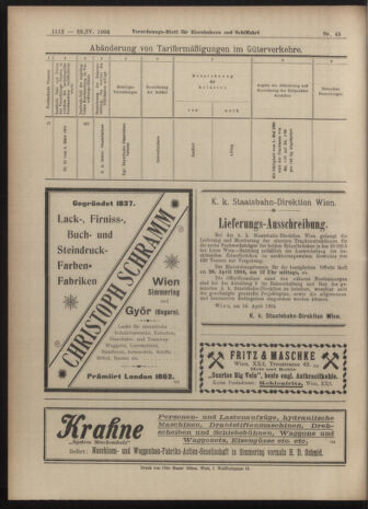 Verordnungs-Blatt für Eisenbahnen und Schiffahrt: Veröffentlichungen in Tarif- und Transport-Angelegenheiten 19040423 Seite: 24