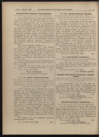 Verordnungs-Blatt für Eisenbahnen und Schiffahrt: Veröffentlichungen in Tarif- und Transport-Angelegenheiten 19040430 Seite: 10