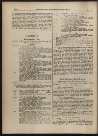 Verordnungs-Blatt für Eisenbahnen und Schiffahrt: Veröffentlichungen in Tarif- und Transport-Angelegenheiten 19040430 Seite: 6