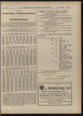 Verordnungs-Blatt für Eisenbahnen und Schiffahrt: Veröffentlichungen in Tarif- und Transport-Angelegenheiten 19040517 Seite: 13