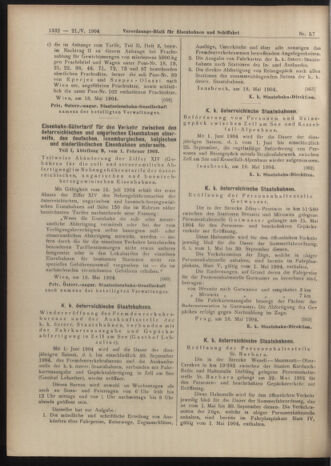 Verordnungs-Blatt für Eisenbahnen und Schiffahrt: Veröffentlichungen in Tarif- und Transport-Angelegenheiten 19040521 Seite: 12