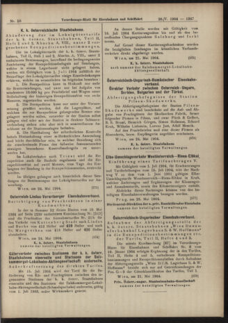 Verordnungs-Blatt für Eisenbahnen und Schiffahrt: Veröffentlichungen in Tarif- und Transport-Angelegenheiten 19040526 Seite: 7