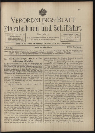 Verordnungs-Blatt für Eisenbahnen und Schiffahrt: Veröffentlichungen in Tarif- und Transport-Angelegenheiten 19040528 Seite: 1