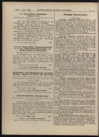 Verordnungs-Blatt für Eisenbahnen und Schiffahrt: Veröffentlichungen in Tarif- und Transport-Angelegenheiten 19040531 Seite: 6