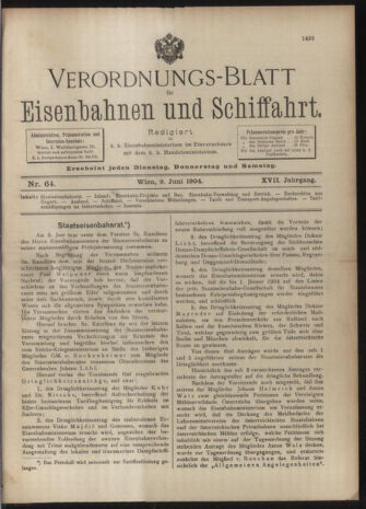 Verordnungs-Blatt für Eisenbahnen und Schiffahrt: Veröffentlichungen in Tarif- und Transport-Angelegenheiten 19040609 Seite: 1