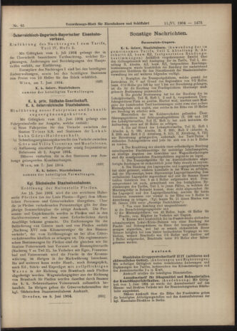 Verordnungs-Blatt für Eisenbahnen und Schiffahrt: Veröffentlichungen in Tarif- und Transport-Angelegenheiten 19040611 Seite: 23