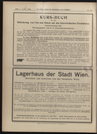 Verordnungs-Blatt für Eisenbahnen und Schiffahrt: Veröffentlichungen in Tarif- und Transport-Angelegenheiten 19040611 Seite: 32