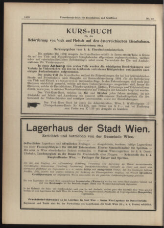 Verordnungs-Blatt für Eisenbahnen und Schiffahrt: Veröffentlichungen in Tarif- und Transport-Angelegenheiten 19040614 Seite: 6