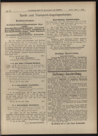 Verordnungs-Blatt für Eisenbahnen und Schiffahrt: Veröffentlichungen in Tarif- und Transport-Angelegenheiten 19040616 Seite: 11