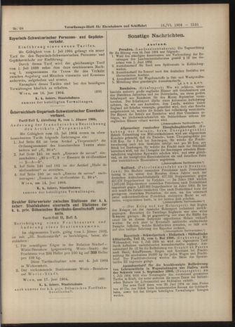 Verordnungs-Blatt für Eisenbahnen und Schiffahrt: Veröffentlichungen in Tarif- und Transport-Angelegenheiten 19040618 Seite: 11