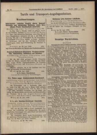 Verordnungs-Blatt für Eisenbahnen und Schiffahrt: Veröffentlichungen in Tarif- und Transport-Angelegenheiten 19040625 Seite: 5