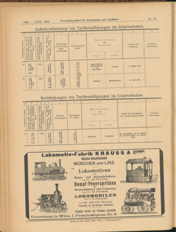 Verordnungs-Blatt für Eisenbahnen und Schiffahrt: Veröffentlichungen in Tarif- und Transport-Angelegenheiten 19040705 Seite: 20