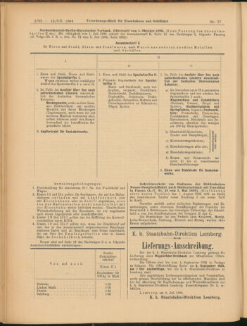 Verordnungs-Blatt für Eisenbahnen und Schiffahrt: Veröffentlichungen in Tarif- und Transport-Angelegenheiten 19040712 Seite: 22