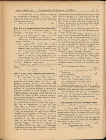 Verordnungs-Blatt für Eisenbahnen und Schiffahrt: Veröffentlichungen in Tarif- und Transport-Angelegenheiten 19040714 Seite: 10