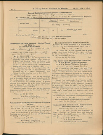 Verordnungs-Blatt für Eisenbahnen und Schiffahrt: Veröffentlichungen in Tarif- und Transport-Angelegenheiten 19040714 Seite: 11