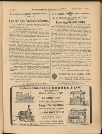 Verordnungs-Blatt für Eisenbahnen und Schiffahrt: Veröffentlichungen in Tarif- und Transport-Angelegenheiten 19040714 Seite: 15