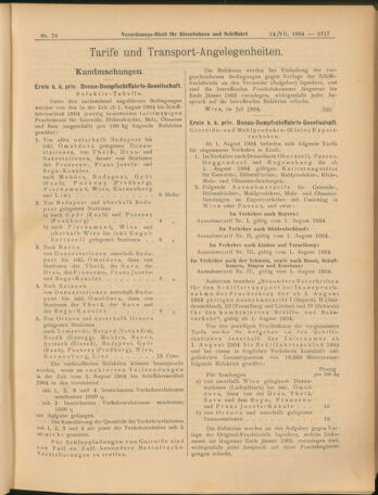 Verordnungs-Blatt für Eisenbahnen und Schiffahrt: Veröffentlichungen in Tarif- und Transport-Angelegenheiten 19040714 Seite: 9