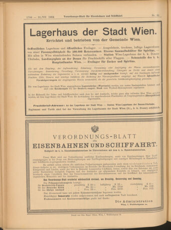 Verordnungs-Blatt für Eisenbahnen und Schiffahrt: Veröffentlichungen in Tarif- und Transport-Angelegenheiten 19040721 Seite: 16