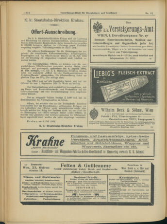 Verordnungs-Blatt für Eisenbahnen und Schiffahrt: Veröffentlichungen in Tarif- und Transport-Angelegenheiten 19040721 Seite: 6