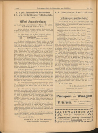 Verordnungs-Blatt für Eisenbahnen und Schiffahrt: Veröffentlichungen in Tarif- und Transport-Angelegenheiten 19040723 Seite: 6