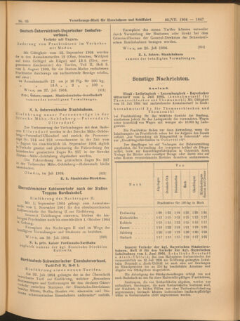 Verordnungs-Blatt für Eisenbahnen und Schiffahrt: Veröffentlichungen in Tarif- und Transport-Angelegenheiten 19040730 Seite: 11