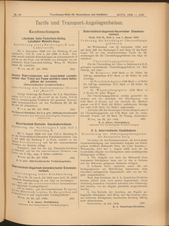 Verordnungs-Blatt für Eisenbahnen und Schiffahrt: Veröffentlichungen in Tarif- und Transport-Angelegenheiten 19040730 Seite: 9