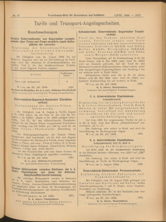 Verordnungs-Blatt für Eisenbahnen und Schiffahrt: Veröffentlichungen in Tarif- und Transport-Angelegenheiten 19040804 Seite: 7