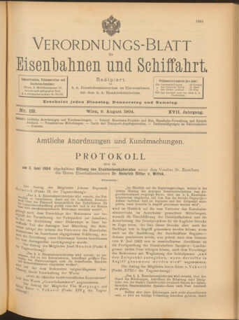 Verordnungs-Blatt für Eisenbahnen und Schiffahrt: Veröffentlichungen in Tarif- und Transport-Angelegenheiten