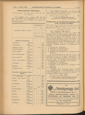 Verordnungs-Blatt für Eisenbahnen und Schiffahrt: Veröffentlichungen in Tarif- und Transport-Angelegenheiten 19040809 Seite: 14