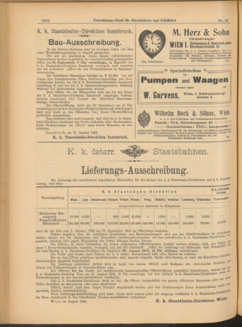 Verordnungs-Blatt für Eisenbahnen und Schiffahrt: Veröffentlichungen in Tarif- und Transport-Angelegenheiten 19040813 Seite: 18