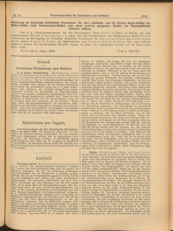 Verordnungs-Blatt für Eisenbahnen und Schiffahrt: Veröffentlichungen in Tarif- und Transport-Angelegenheiten 19040825 Seite: 3