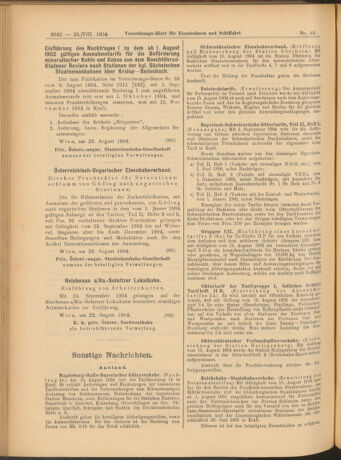 Verordnungs-Blatt für Eisenbahnen und Schiffahrt: Veröffentlichungen in Tarif- und Transport-Angelegenheiten 19040825 Seite: 6