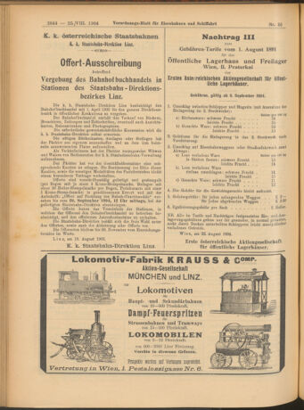 Verordnungs-Blatt für Eisenbahnen und Schiffahrt: Veröffentlichungen in Tarif- und Transport-Angelegenheiten 19040825 Seite: 8