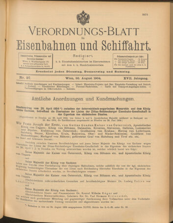 Verordnungs-Blatt für Eisenbahnen und Schiffahrt: Veröffentlichungen in Tarif- und Transport-Angelegenheiten 19040830 Seite: 1