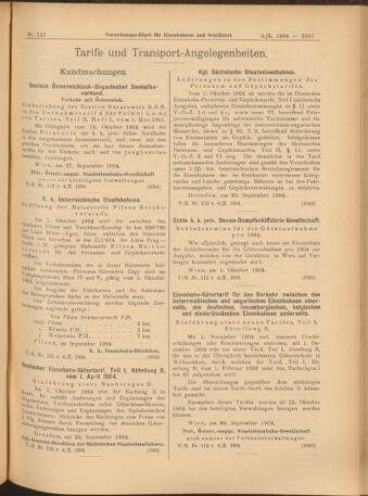 Verordnungs-Blatt für Eisenbahnen und Schiffahrt: Veröffentlichungen in Tarif- und Transport-Angelegenheiten 19041004 Seite: 7