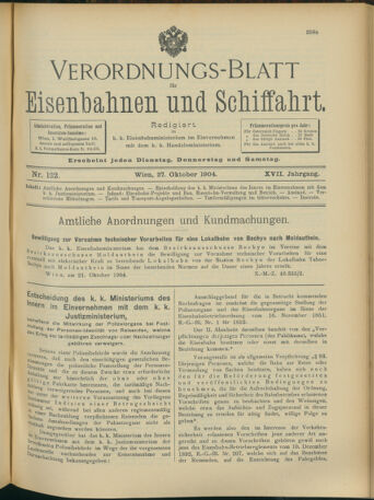 Verordnungs-Blatt für Eisenbahnen und Schiffahrt: Veröffentlichungen in Tarif- und Transport-Angelegenheiten 19041027 Seite: 1