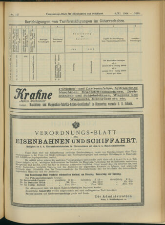 Verordnungs-Blatt für Eisenbahnen und Schiffahrt: Veröffentlichungen in Tarif- und Transport-Angelegenheiten 19041108 Seite: 15