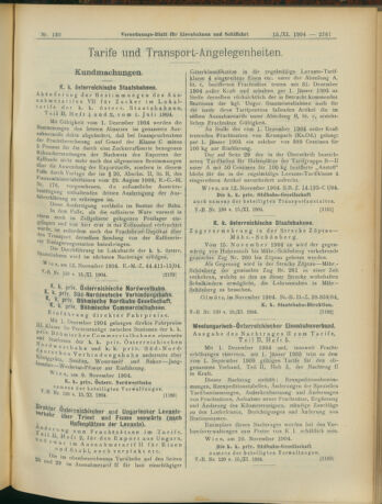 Verordnungs-Blatt für Eisenbahnen und Schiffahrt: Veröffentlichungen in Tarif- und Transport-Angelegenheiten 19041115 Seite: 9