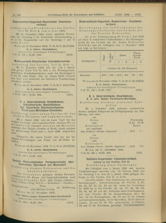 Verordnungs-Blatt für Eisenbahnen und Schiffahrt: Veröffentlichungen in Tarif- und Transport-Angelegenheiten 19041119 Seite: 11