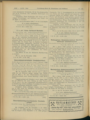 Verordnungs-Blatt für Eisenbahnen und Schiffahrt: Veröffentlichungen in Tarif- und Transport-Angelegenheiten 19041119 Seite: 12