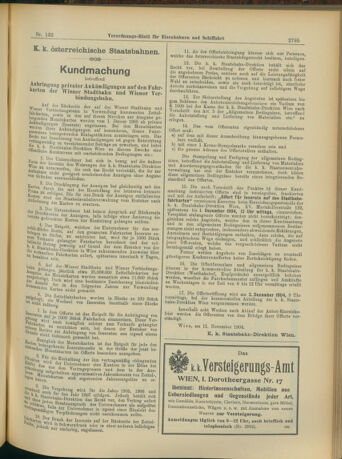 Verordnungs-Blatt für Eisenbahnen und Schiffahrt: Veröffentlichungen in Tarif- und Transport-Angelegenheiten 19041119 Seite: 7