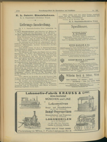 Verordnungs-Blatt für Eisenbahnen und Schiffahrt: Veröffentlichungen in Tarif- und Transport-Angelegenheiten 19041119 Seite: 8