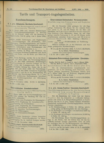 Verordnungs-Blatt für Eisenbahnen und Schiffahrt: Veröffentlichungen in Tarif- und Transport-Angelegenheiten 19041203 Seite: 5